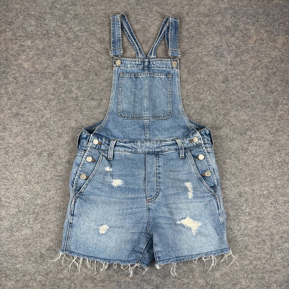 Madewell Denim Shortalls Bib Overalls Jean Distressed C2456 Blue Womens Small S